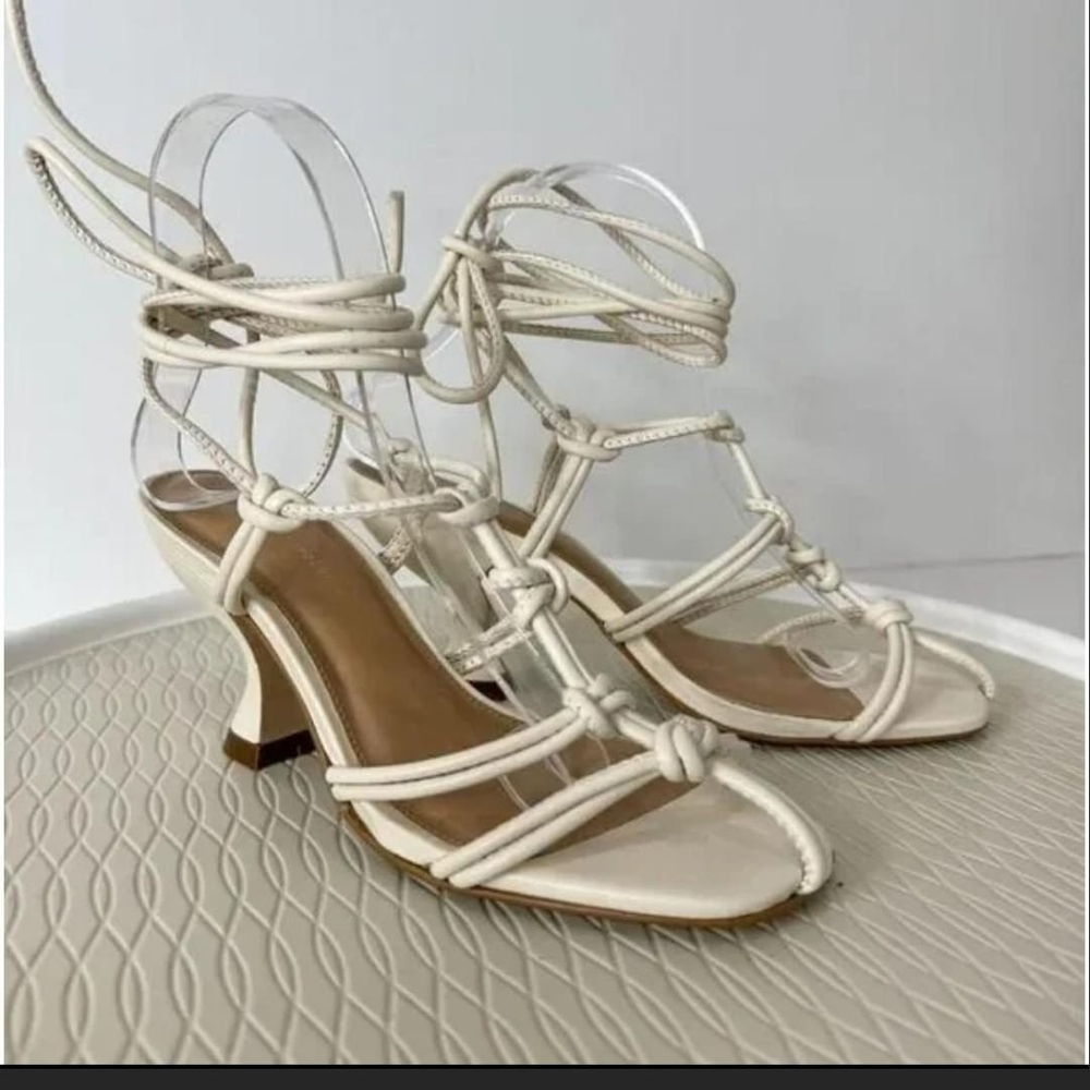 Anthropologie Cream Strappy Heels